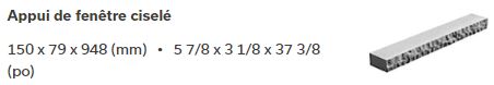 Dimensions cardiff ciselé