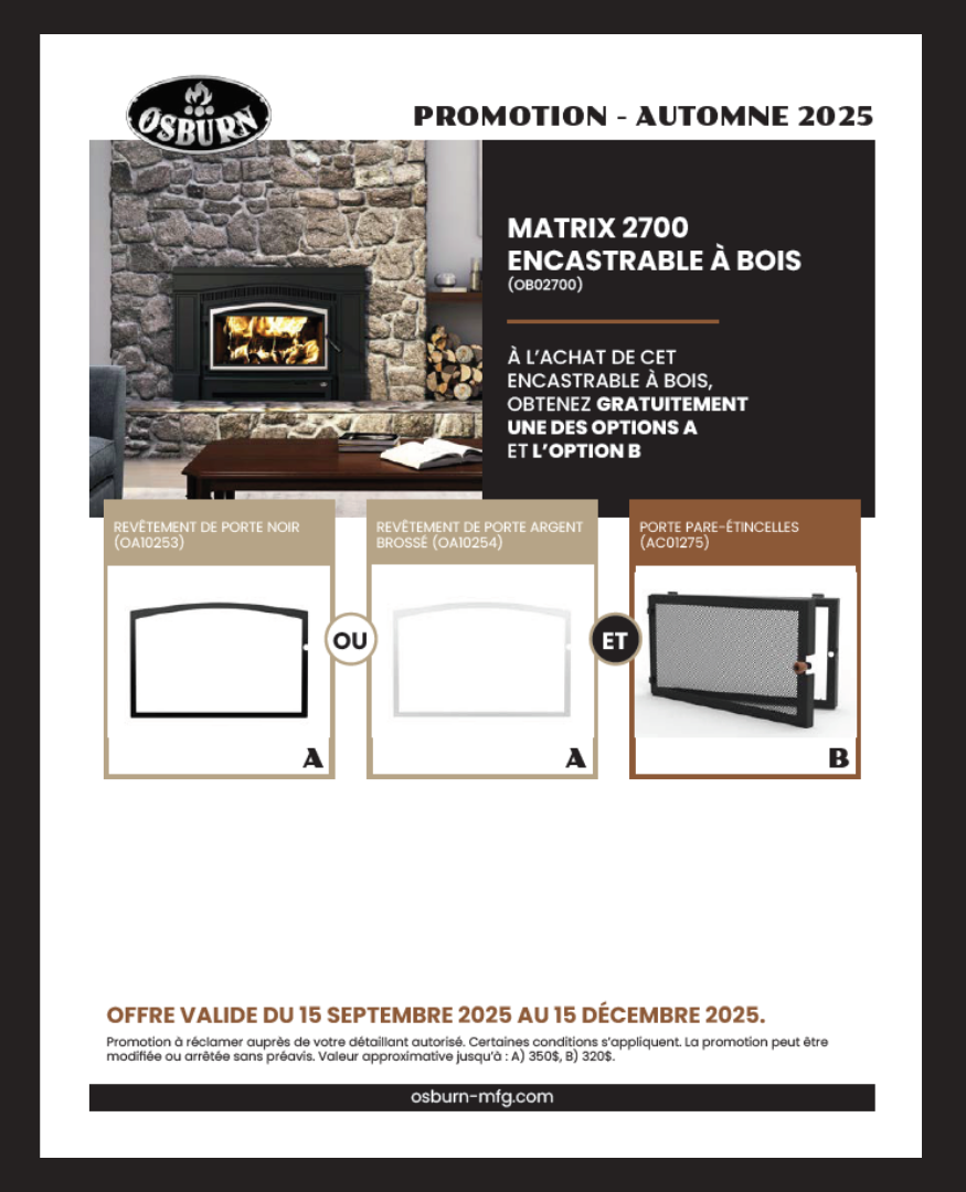 Promotion OSBURN automne 2025 Matrix2700 encastrable